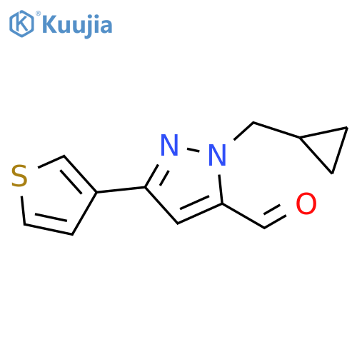 1-(cyclopropylmethyl)-3-(thiophen-3-yl)-1H-pyrazole-5-carbaldehyde structure