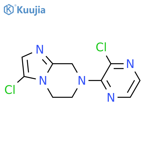 2-chloro-3-{3-chloro-5H,6H,7H,8H-imidazo[1,2-a]pyrazin-7-yl}pyrazine structure