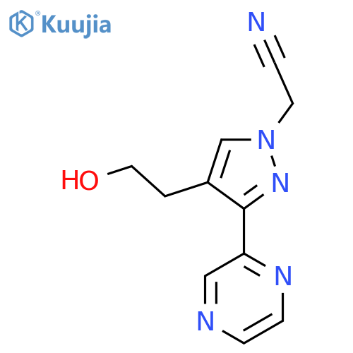 2-(4-(2-hydroxyethyl)-3-(pyrazin-2-yl)-1H-pyrazol-1-yl)acetonitrile structure