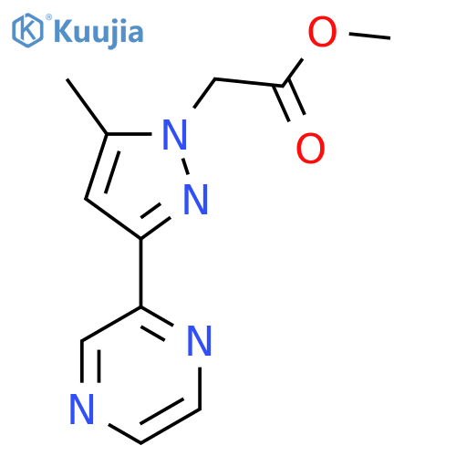 methyl 2-(5-methyl-3-(pyrazin-2-yl)-1H-pyrazol-1-yl)acetate structure