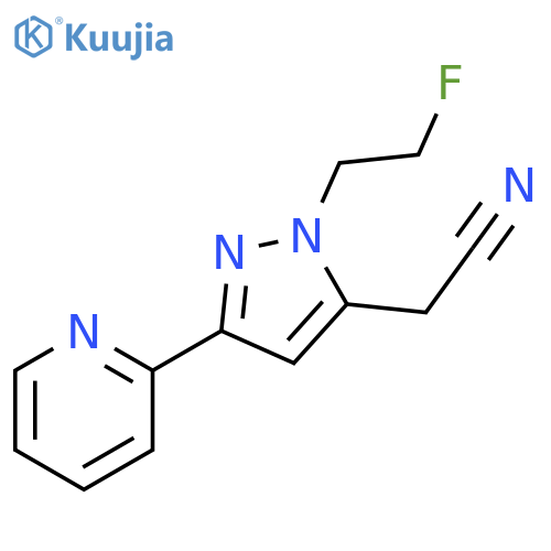 2-(1-(2-fluoroethyl)-3-(pyridin-2-yl)-1H-pyrazol-5-yl)acetonitrile structure