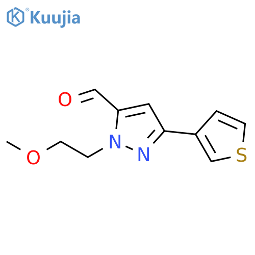 1-(2-methoxyethyl)-3-(thiophen-3-yl)-1H-pyrazole-5-carbaldehyde structure