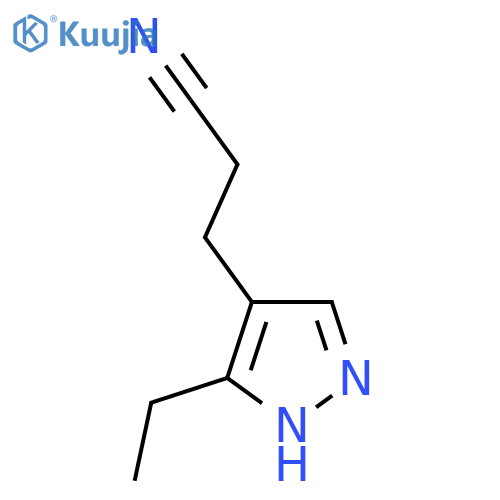 3-(3-ethyl-1H-pyrazol-4-yl)propanenitrile structure