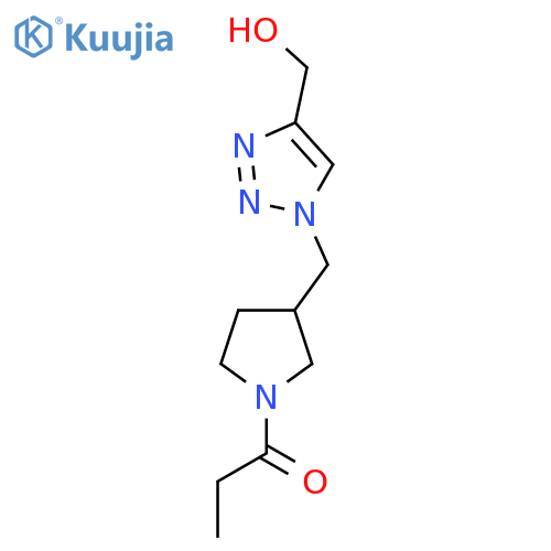 1-(3-((4-(hydroxymethyl)-1H-1,2,3-triazol-1-yl)methyl)pyrrolidin-1-yl)propan-1-one structure