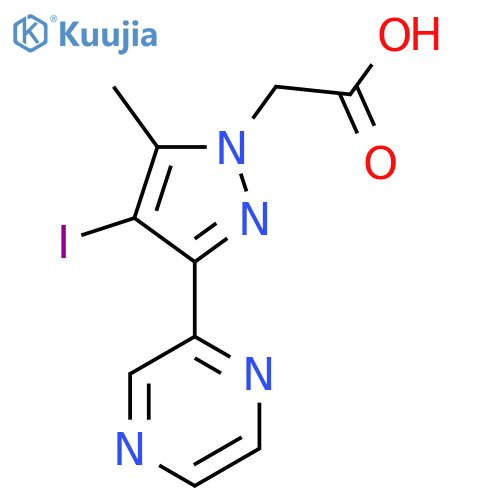 2-(4-iodo-5-methyl-3-(pyrazin-2-yl)-1H-pyrazol-1-yl)acetic acid structure