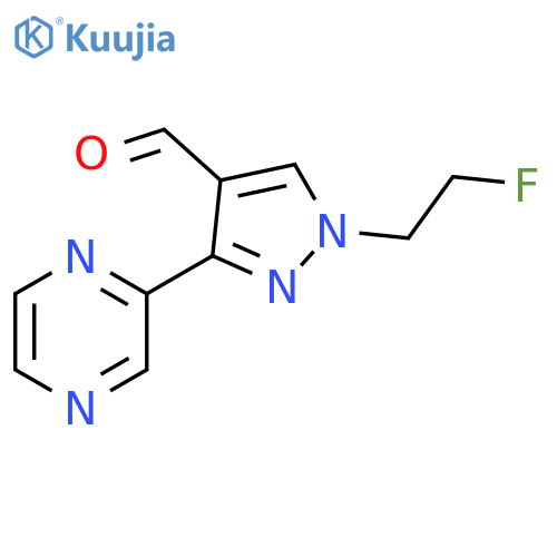 1-(2-fluoroethyl)-3-(pyrazin-2-yl)-1H-pyrazole-4-carbaldehyde structure