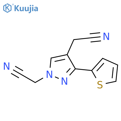 2,2'-(3-(thiophen-2-yl)-1H-pyrazole-1,4-diyl)diacetonitrile structure