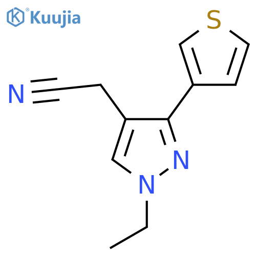2-(1-ethyl-3-(thiophen-3-yl)-1H-pyrazol-4-yl)acetonitrile structure