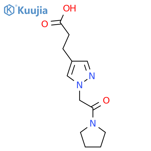 3-{1-[2-Oxo-2-(pyrrolidin-1-yl)ethyl]-1H-pyrazol-4-yl}propanoic acid structure