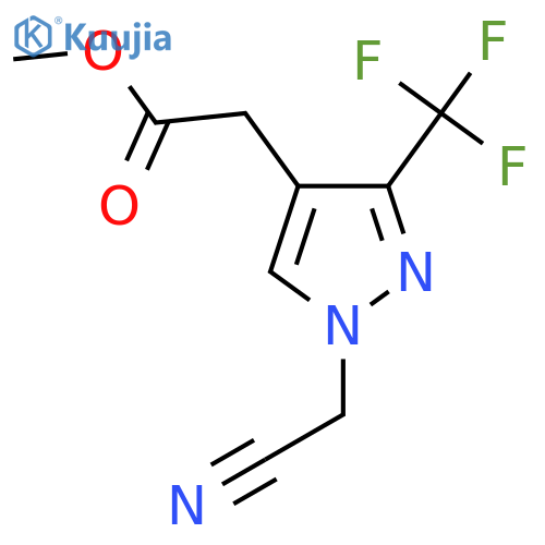 methyl 2-(1-(cyanomethyl)-3-(trifluoromethyl)-1H-pyrazol-4-yl)acetate structure