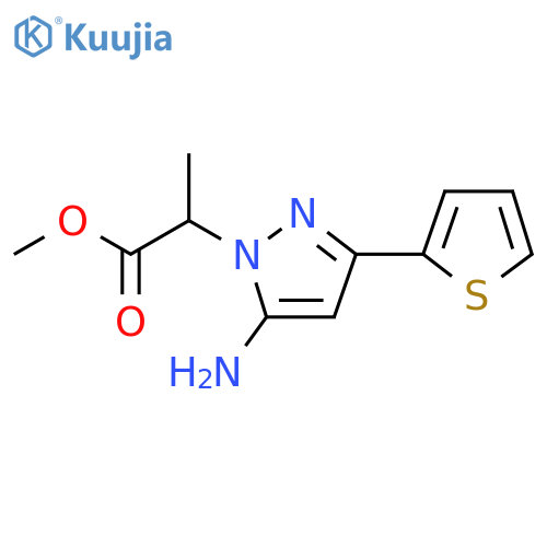 methyl 2-(5-amino-3-(thiophen-2-yl)-1H-pyrazol-1-yl)propanoate structure