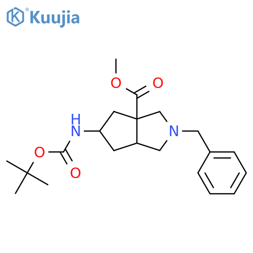 methyl 2-benzyl-5-((tert-butoxycarbonyl)amino)hexahydrocyclopentacpyrrole-3a(1h)-carboxylate structure