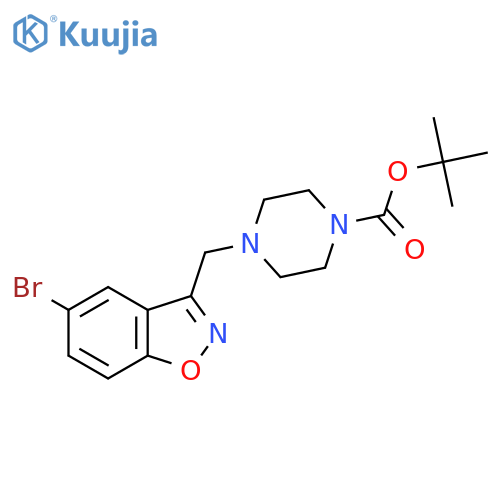 Tert-butyl 4-((5-bromobenzo[d]isoxazol-3-yl)methyl)piperazine-1-carboxylate structure