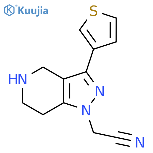 2-(3-(Thiophen-3-yl)-4,5,6,7-tetrahydro-1H-pyrazolo[4,3-c]pyridin-1-yl)acetonitrile structure