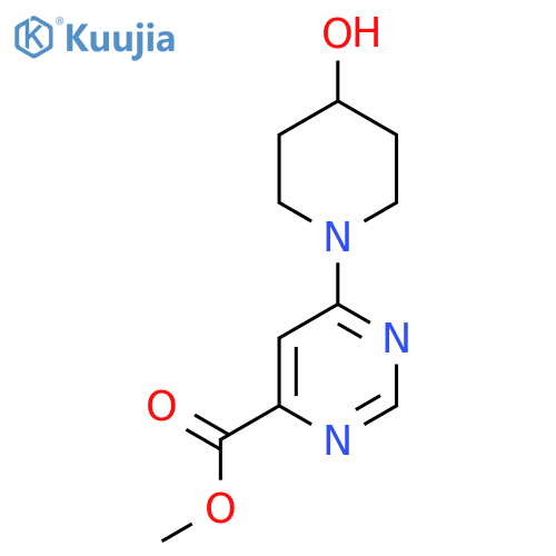 Methyl 6-(4-hydroxypiperidin-1-yl)pyrimidine-4-carboxylate structure