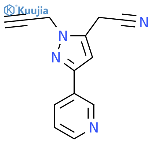 2-(1-(Prop-2-yn-1-yl)-3-(pyridin-3-yl)-1H-pyrazol-5-yl)acetonitrile structure