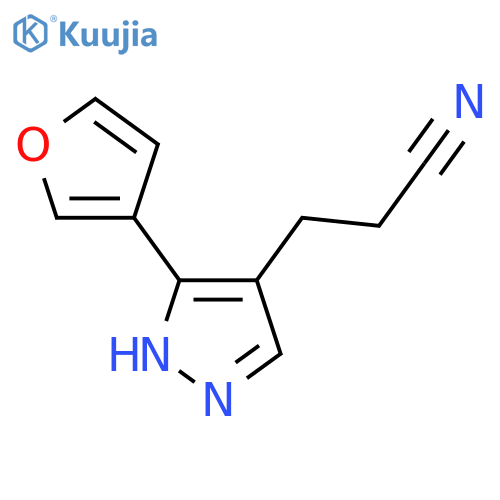 3-(3-(furan-3-yl)-1H-pyrazol-4-yl)propanenitrile structure