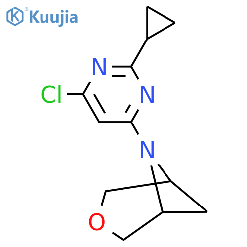 6-(6-Chloro-2-cyclopropylpyrimidin-4-yl)-3-oxa-6-azabicyclo[3.1.1]heptane structure