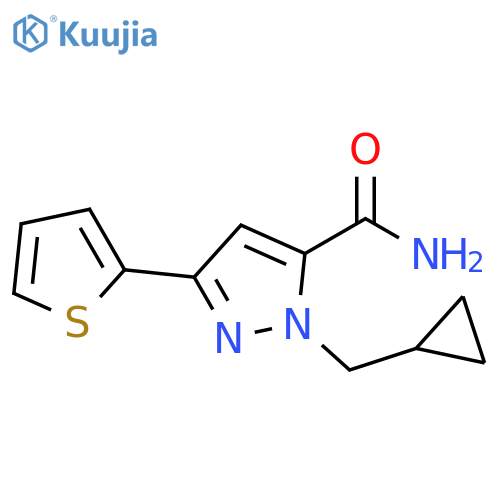 1-(cyclopropylmethyl)-3-(thiophen-2-yl)-1H-pyrazole-5-carboxamide structure
