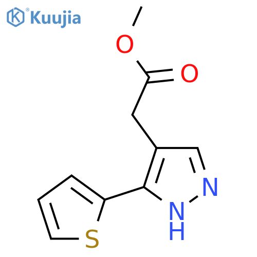 methyl 2-(3-(thiophen-2-yl)-1H-pyrazol-4-yl)acetate structure