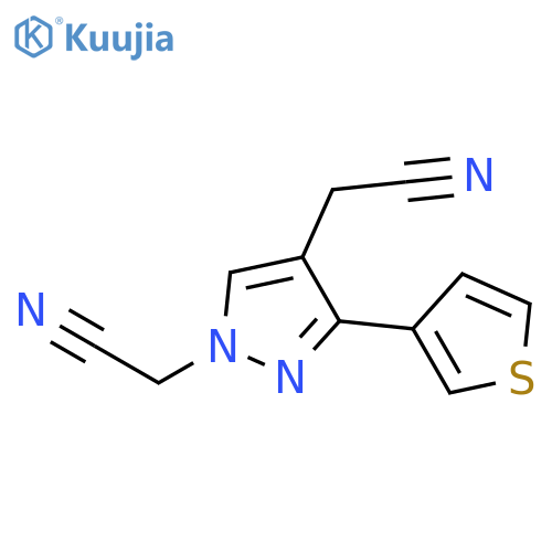2,2'-(3-(thiophen-3-yl)-1H-pyrazole-1,4-diyl)diacetonitrile structure