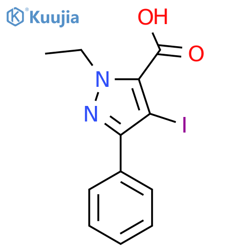 1-ethyl-4-iodo-3-phenyl-1H-pyrazole-5-carboxylic acid structure
