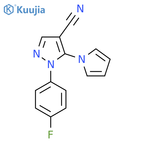 1-(4-fluorophenyl)-5-(1H-pyrrol-1-yl)-1H-pyrazole-4-carbonitrile structure