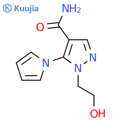 1-(2-hydroxyethyl)-5-(1H-pyrrol-1-yl)-1H-pyrazole-4-carboxamide structure