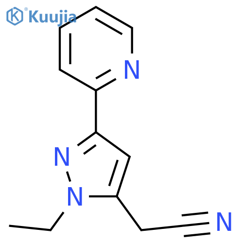 2-(1-ethyl-3-(pyridin-2-yl)-1H-pyrazol-5-yl)acetonitrile structure