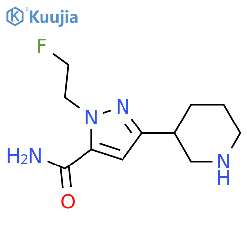 1-(2-fluoroethyl)-3-(piperidin-3-yl)-1H-pyrazole-5-carboxamide structure
