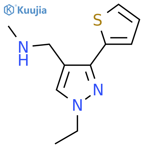 1-(1-ethyl-3-(thiophen-2-yl)-1H-pyrazol-4-yl)-N-methylmethanamine structure