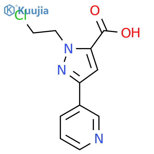 1-(2-chloroethyl)-3-(pyridin-3-yl)-1H-pyrazole-5-carboxylic acid structure