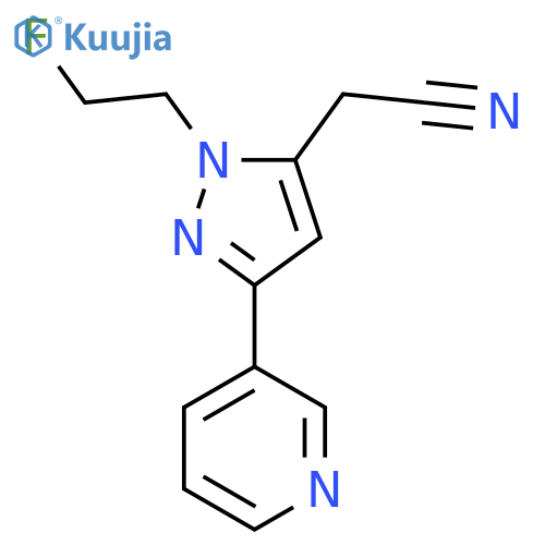 2-(1-(2-fluoroethyl)-3-(pyridin-3-yl)-1H-pyrazol-5-yl)acetonitrile structure