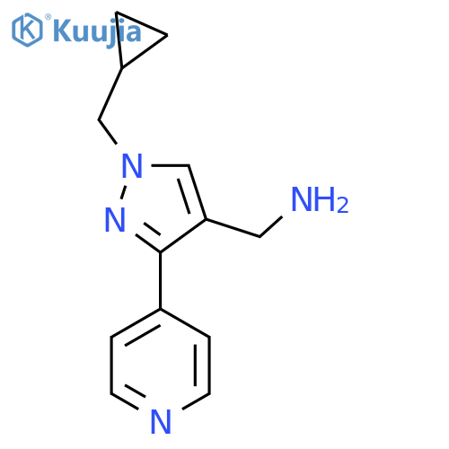 (1-(cyclopropylmethyl)-3-(pyridin-4-yl)-1H-pyrazol-4-yl)methanamine structure