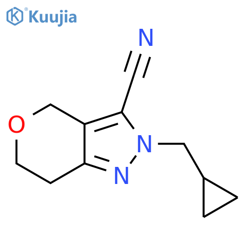 2-(Cyclopropylmethyl)-2,4,6,7-tetrahydropyrano[4,3-c]pyrazole-3-carbonitrile structure