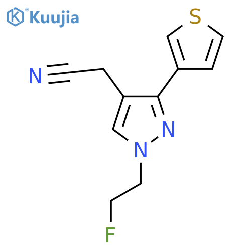2-(1-(2-fluoroethyl)-3-(thiophen-3-yl)-1H-pyrazol-4-yl)acetonitrile structure