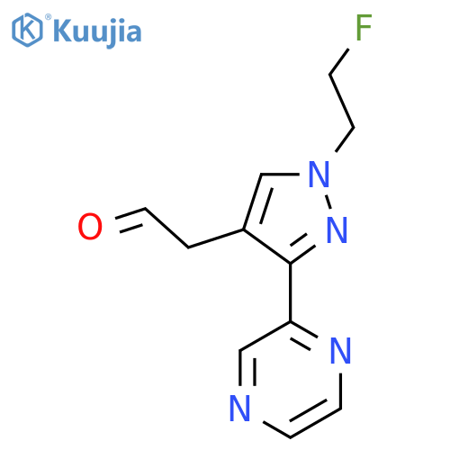 2-(1-(2-fluoroethyl)-3-(pyrazin-2-yl)-1H-pyrazol-4-yl)acetaldehyde structure