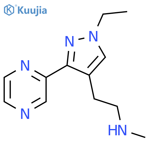 2-(1-ethyl-3-(pyrazin-2-yl)-1H-pyrazol-4-yl)-N-methylethan-1-amine structure