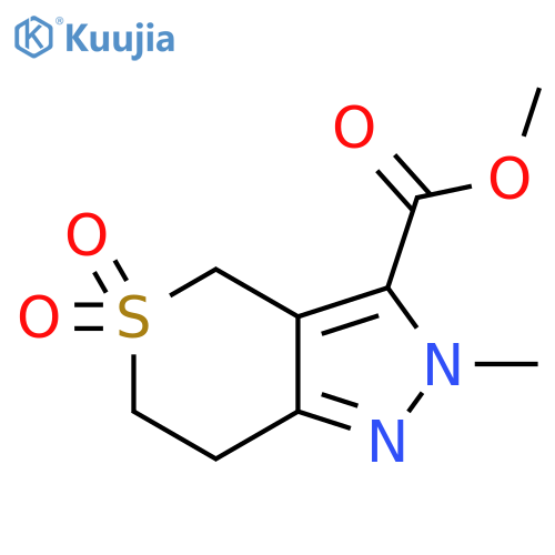 Methyl 2-methyl-2,4,6,7-tetrahydrothiopyrano[4,3-c]pyrazole-3-carboxylate 5,5-dioxide structure