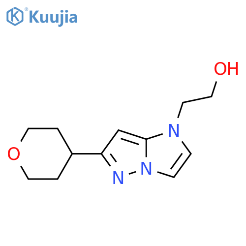2-(6-(Tetrahydro-2H-pyran-4-yl)-1H-imidazo[1,2-b]pyrazol-1-yl)ethan-1-ol structure
