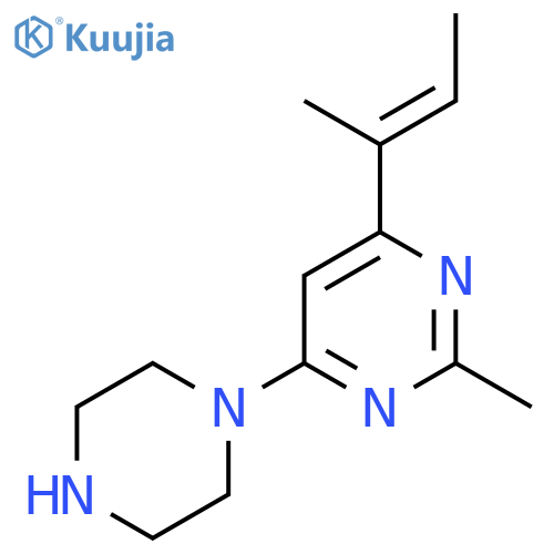 (E)-4-(but-2-en-2-yl)-2-methyl-6-(piperazin-1-yl)pyrimidine structure