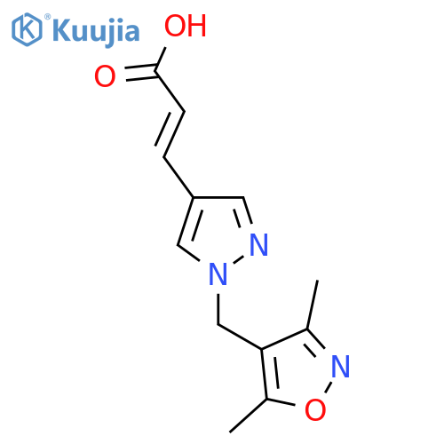 (2E)-3-{1-[(3,5-dimethyl-1,2-oxazol-4-yl)methyl]-1H-pyrazol-4-yl}prop-2-enoic acid structure