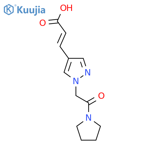 (2E)-3-{1-[2-oxo-2-(pyrrolidin-1-yl)ethyl]-1H-pyrazol-4-yl}prop-2-enoic acid structure