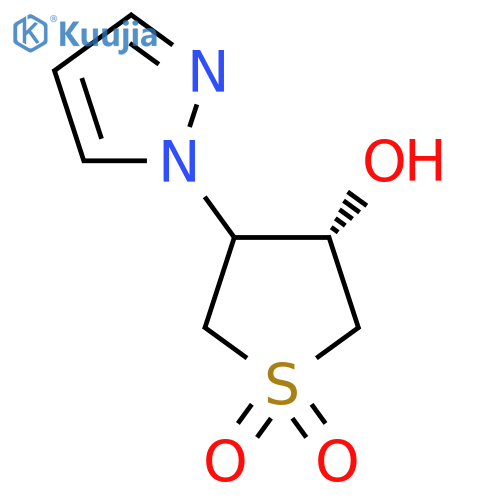 trans-3-hydroxy-4-(1H-pyrazol-1-yl)-1lambda6-thiolane-1,1-dione structure