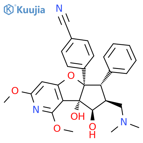 Benzonitrile, 4-[(5aR,6S,7S,8R,8aS)-7-[(dimethylamino)methyl]-6,7,8,8a-tetrahydro-8,8a-dihydroxy-1,3-dimethoxy-6-phenyl-5aH-cyclopenta[4,5]furo[3,2-c]pyridin-5a-yl]-, rel- structure