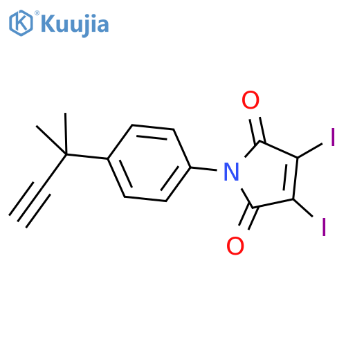 1H-Pyrrole-2,5-dione, 1-[4-(1,1-dimethyl-2-propyn-1-yl)phenyl]-3,4-diiodo- structure