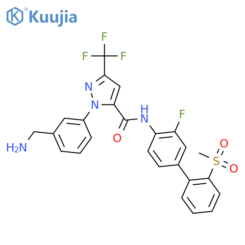 1-[3-(Aminomethyl)phenyl]-N-[3-fluoro-2'-(methylsulfonyl)biphenyl-4-yl]-3-(trifluoromethyl)-1H-pyrazole-5-carboxamide structure