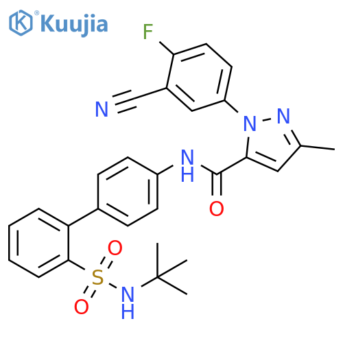 1H-Pyrazole-5-carboxamide,1-(3-cyano-4-fluorophenyl)-N-[2'-[[(1,1-dimethylethyl)amino]sulfonyl][1,1'-biphenyl]-4-yl]-3-methyl- structure