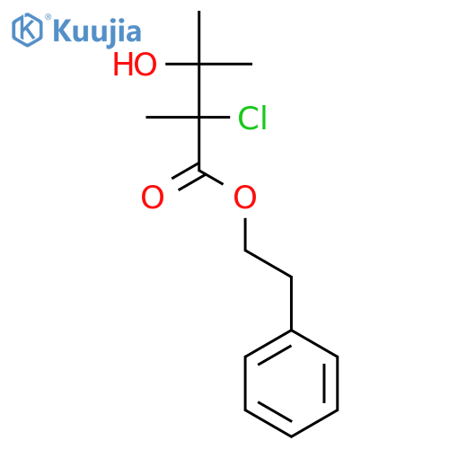 Butanoic acid, 2-chloro-3-hydroxy-2,3-dimethyl-, 2-phenylethyl ester structure