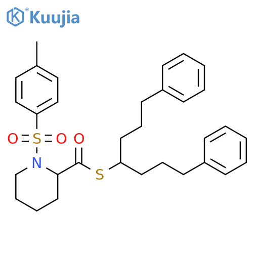 2-Piperidinecarbothioic acid, 1-[(4-methylphenyl)sulfonyl]-, S-[4-phenyl-1-(3-phenylpropyl)butyl] ester structure